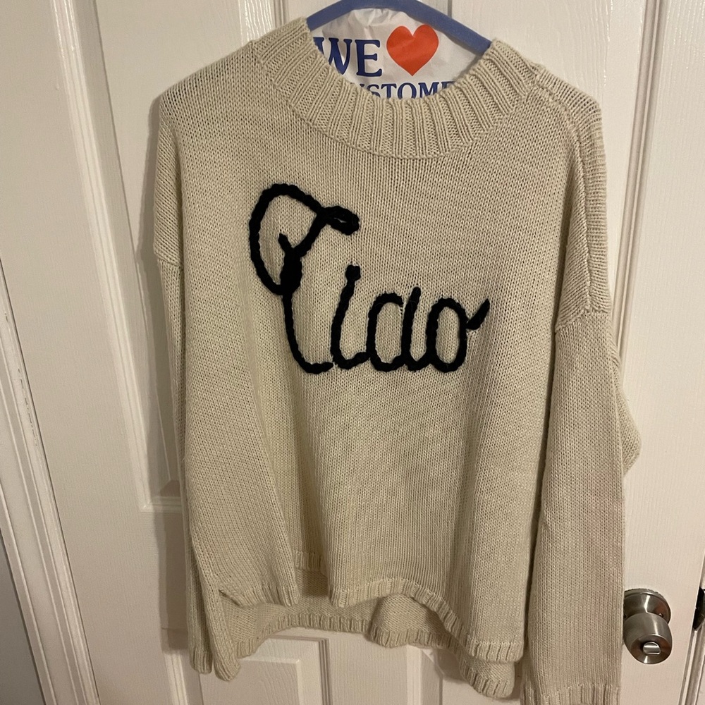 Wildfox Cream Sweater with Black 'Ciao'
